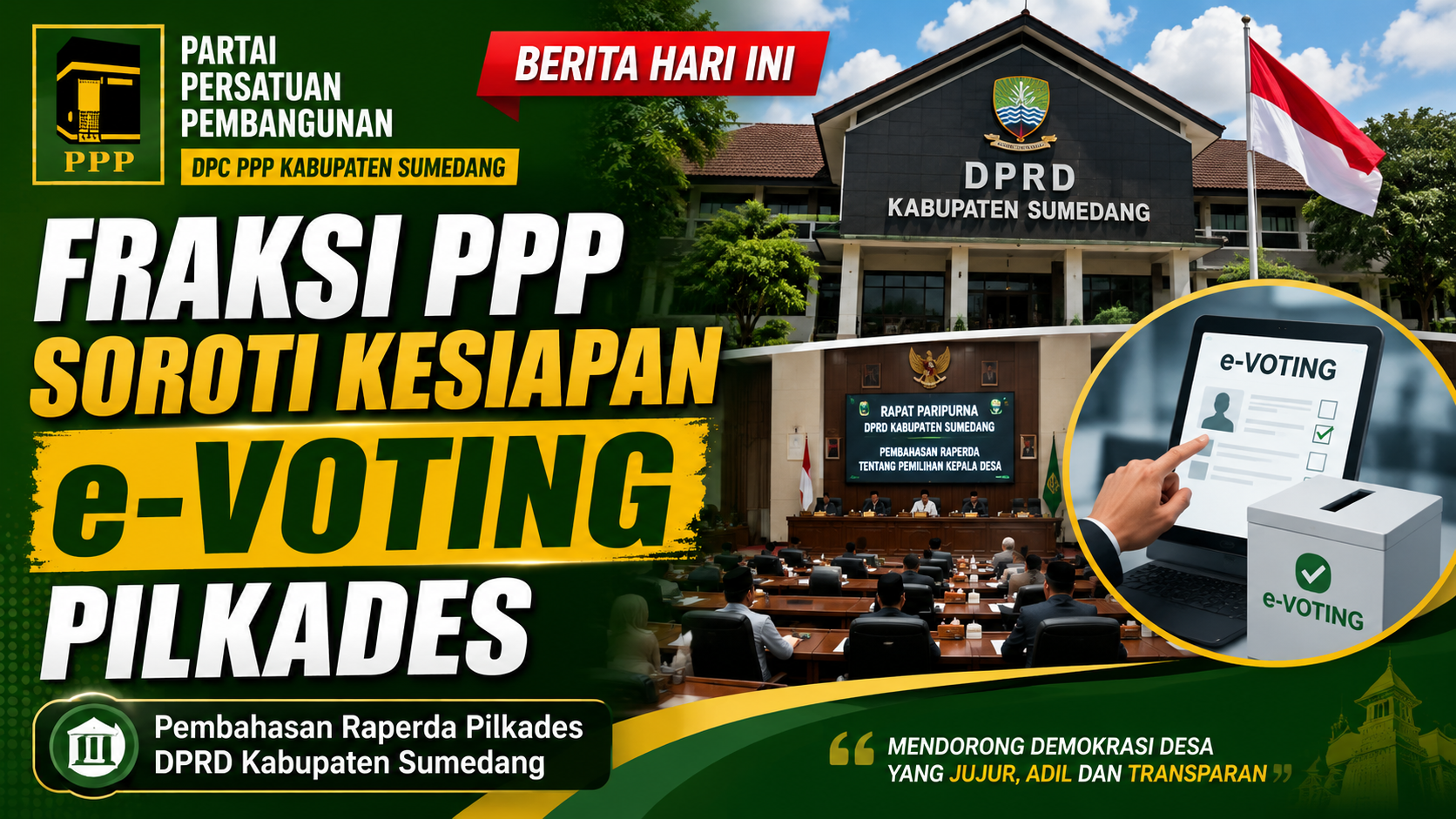 Fraksi PPP DPRD Sumedang Dukung Modernisasi Pilkades, Tekankan Kesiapan Penerapan e-Voting