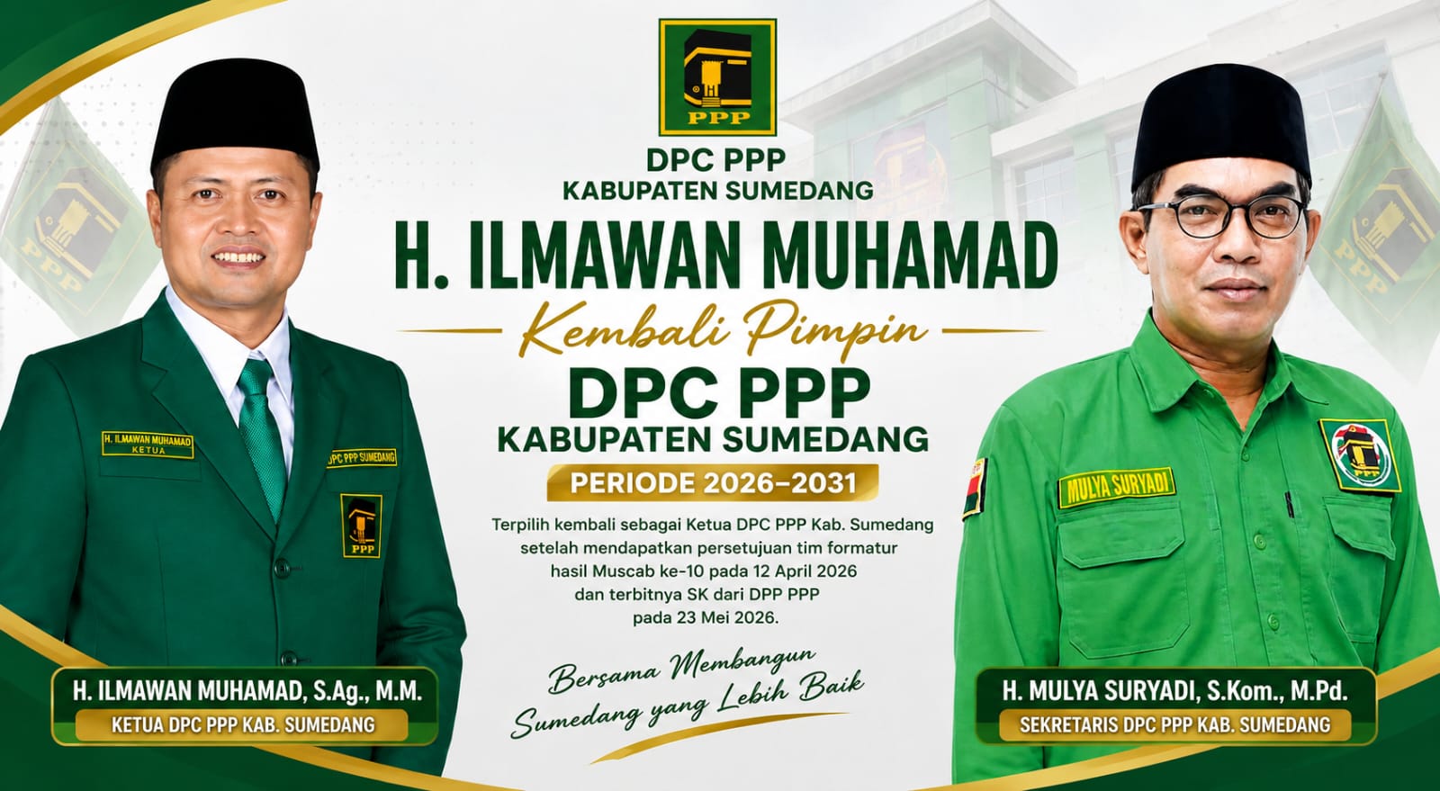 H. Ilmawan Muhamad Kembali Pimpin DPC PPP Kabupaten Sumedang Periode 2026–2031